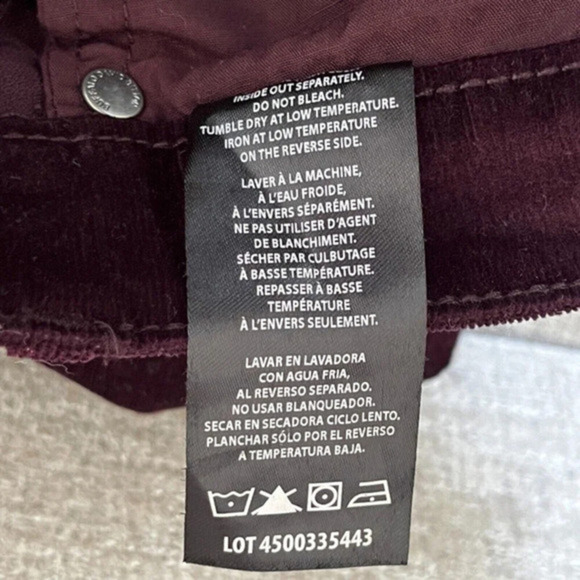 Buffalo David Bitton Jeans Womens Burgundy 6/28 Micro Cord Mid-Rise‎ Slim Sculpt - Picture 12 of 12